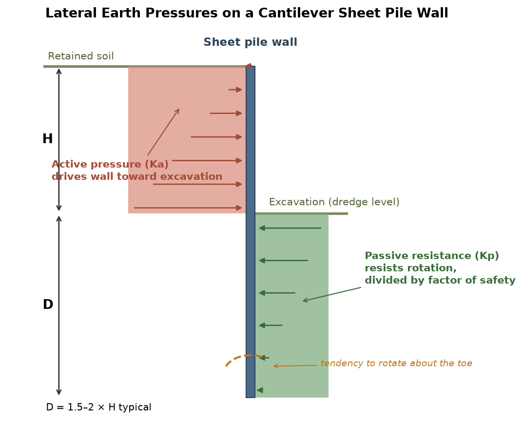 Earth pressure distribution diagram