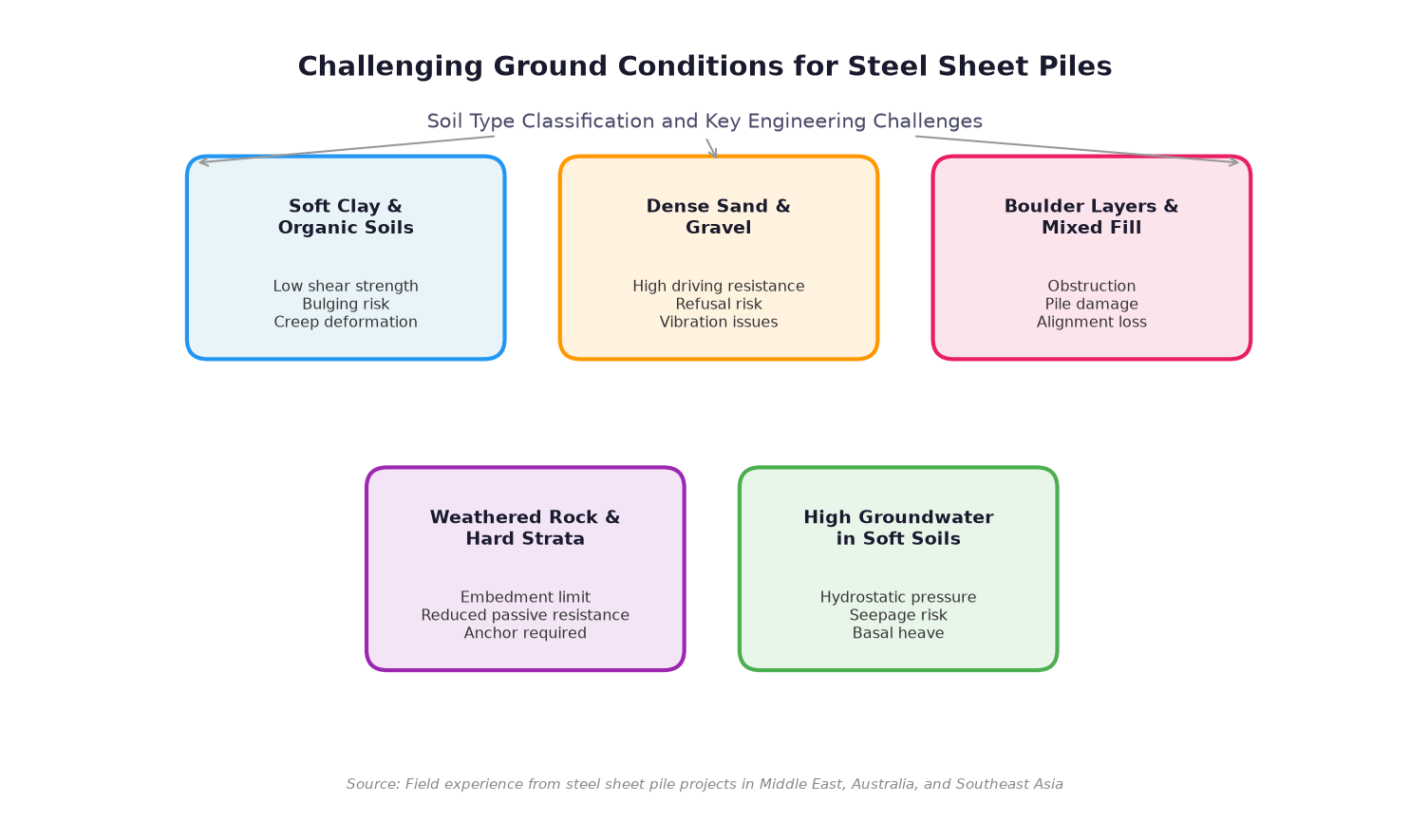 geotechnical soil profile with steel sheet pile wall