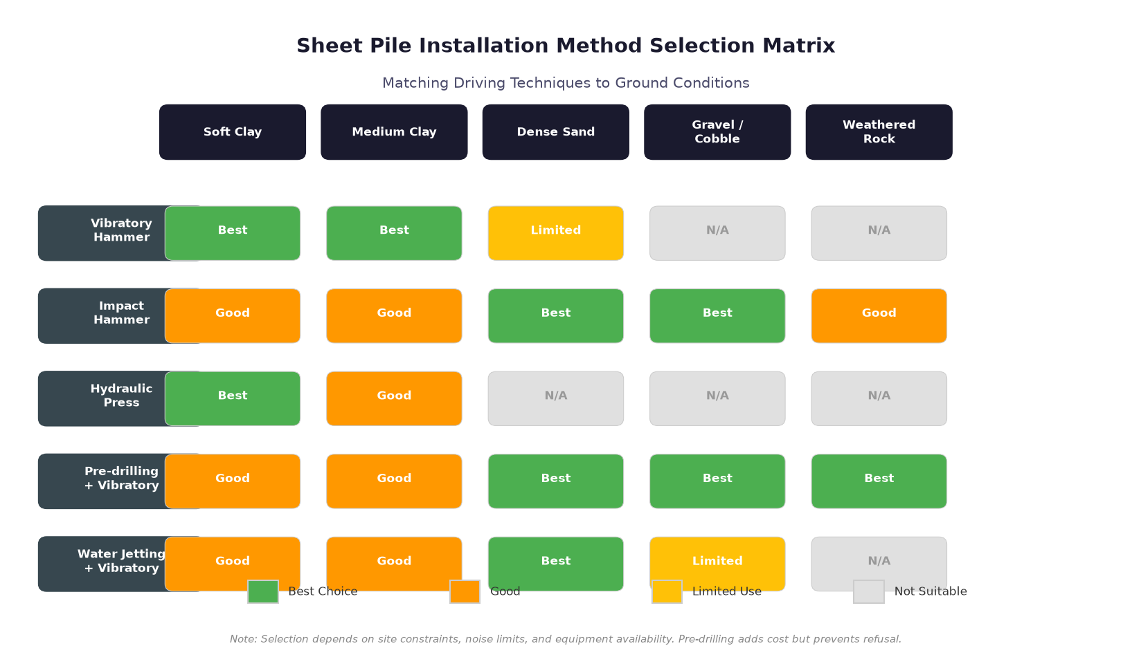 steel sheet pile driving equipment in rock and boulder conditions